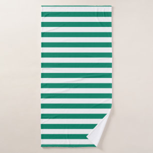 Dark Emerald Green Blue Colour Stripes Summer   Bath Towel