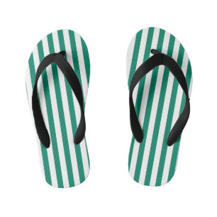 Dark Emerald Green Colour Vertical Stripes Summer  Kid's Jandals