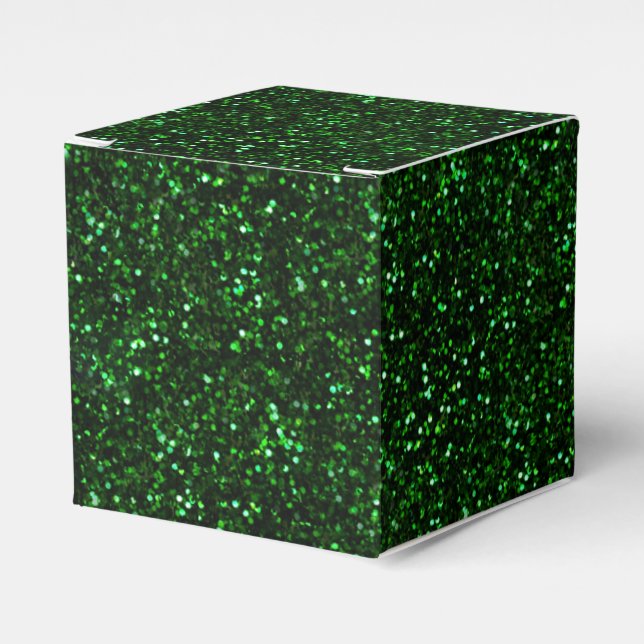 Dark Emerald Green Glitter Favour Box (Front Side)