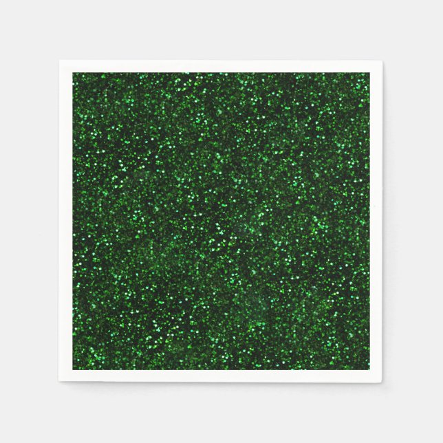 Dark Emerald Green Glitter Napkin (Front)