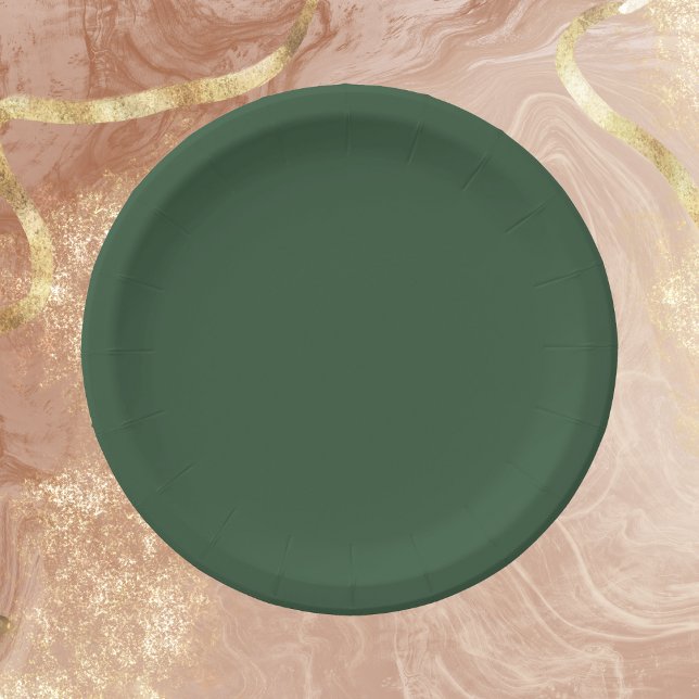 Dark Emerald Green Solid Color Paper Plate (Creator Uploaded)