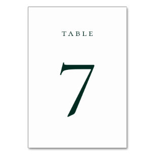 Dark Emerald Green Table Number Card