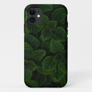 Dark Emerald Green Textured Leaves Pattern Case-Mate iPhone Case