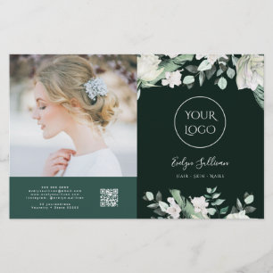 dark emerald greenery bifold brochure