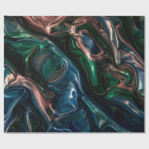 Dark Emerald Metallic Liquid Marble Wrapping Paper