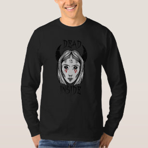 Dark Emo Gothic Girl With Baphomet Devil Horns Dea T-Shirt