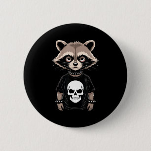 Dark Emo Raccoon With Skull Punk Style Alternative 6 Cm Round Badge