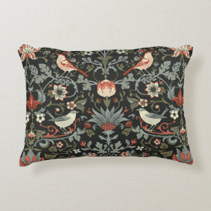 Dark Enchanted Vintage Flowers and Birds seamless Decorative Cushion