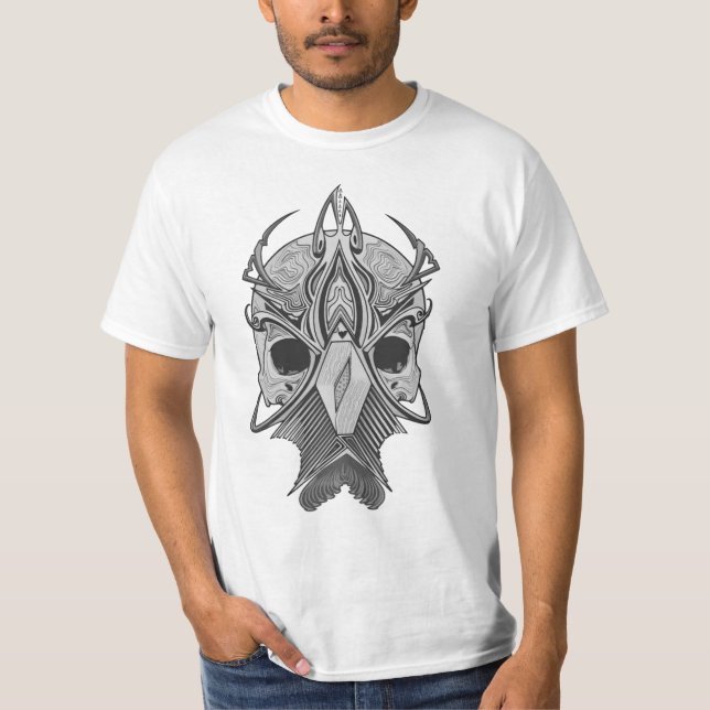 Dark Ethereal Warrior Mask Illustration T-Shirt (Front)