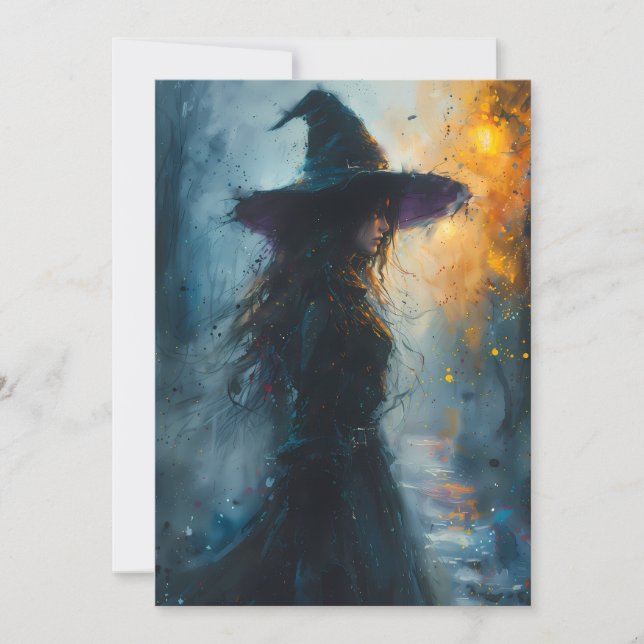 Dark Evil Witch Watercolor Holiday Card (Front)