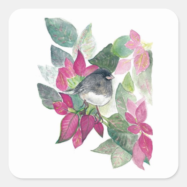 Dark Eyed Junco Bird Square Sticker (Front)