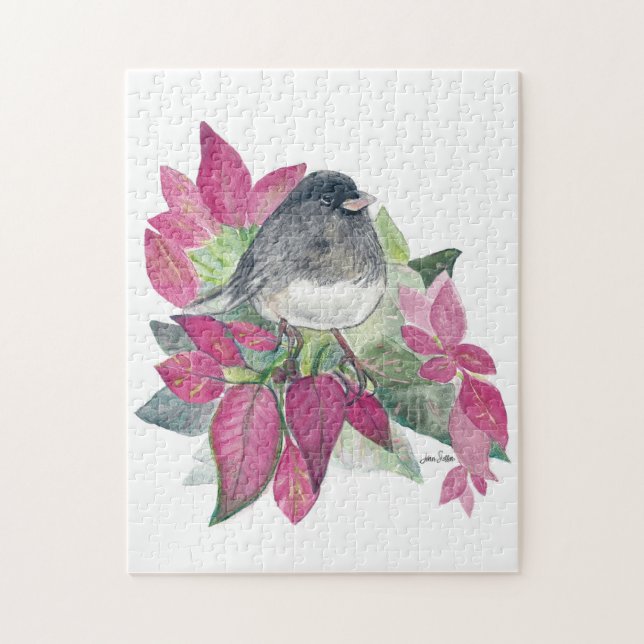 Dark Eyed Junco Bird Watercolor Art Jigsaw Puzzle (Vertical)