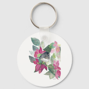 Dark Eyed Junco Bird Watercolor Art Keychain