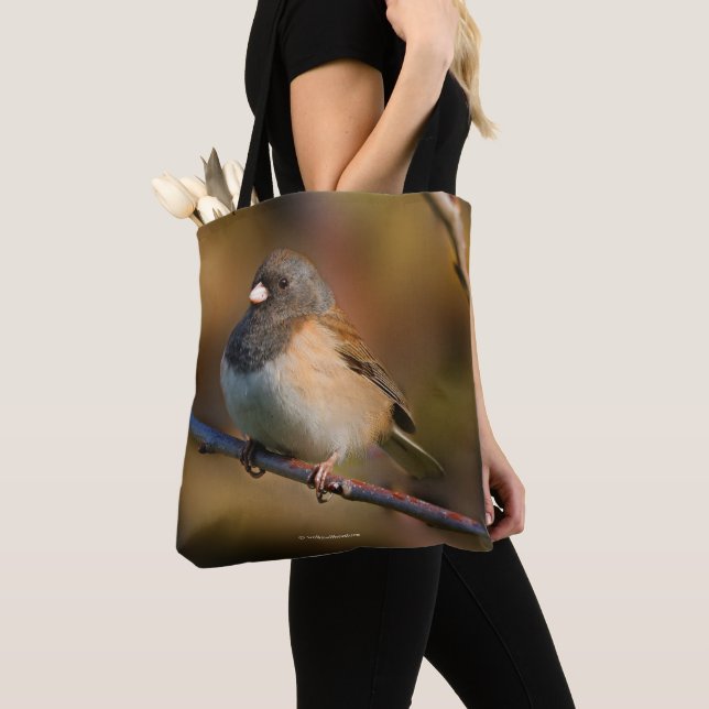 Dark-Eyed Junco on a Limb Tote Bag (Close Up)