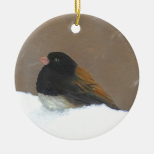Dark-Eyed Junco Painting - Original Bird Art Ceramic Tree Decoration