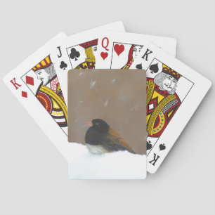 Dark-Eyed Junco Painting - Original Bird Art Playing Cards