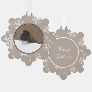 Dark-Eyed Junco Painting - Original Bird Art Tree Decoration Card