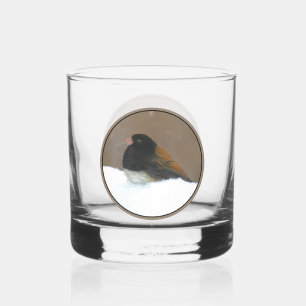 Dark-Eyed Junco Painting - Original Bird Art Whiskey Glass
