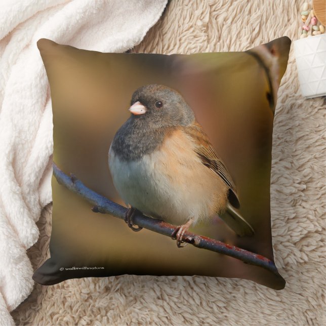 Dark-Eyed Junco Sparrow Songbird on Branch Cushion (Blanket)