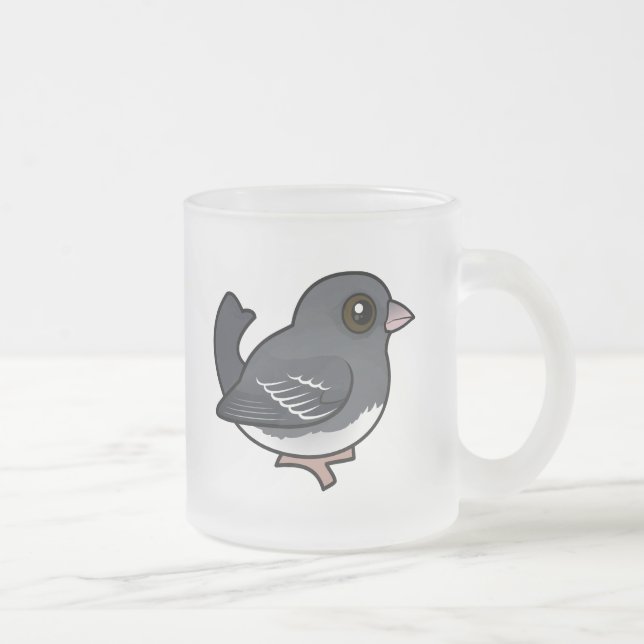 Dark-eyed Junco (white-winged) Frosted Glass Coffee Mug (Right)