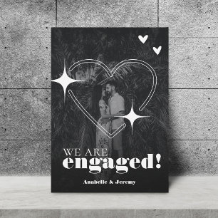 Dark Faded Fading Photo & Heart Engagement Party Invitation