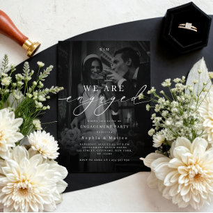 DARK & FADED PHOTO Monogram Engagement Party Invitation