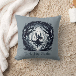 Dark Fae in magical forest Cushion