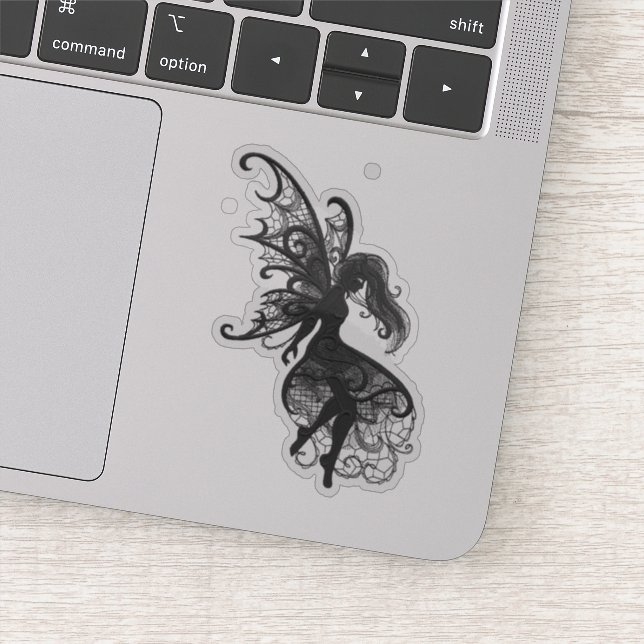 Dark Fairy Flowing Hair Laptop Cutout Vinyl (Detail)