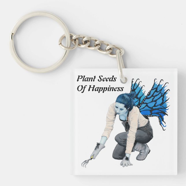 Dark Fairy Gardener Fantasy Art Acrylic Keychain (Front)