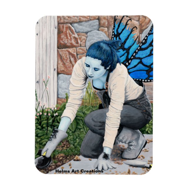 Dark Fairy Gardener Fantasy Art Photo Magnet (Vertical)