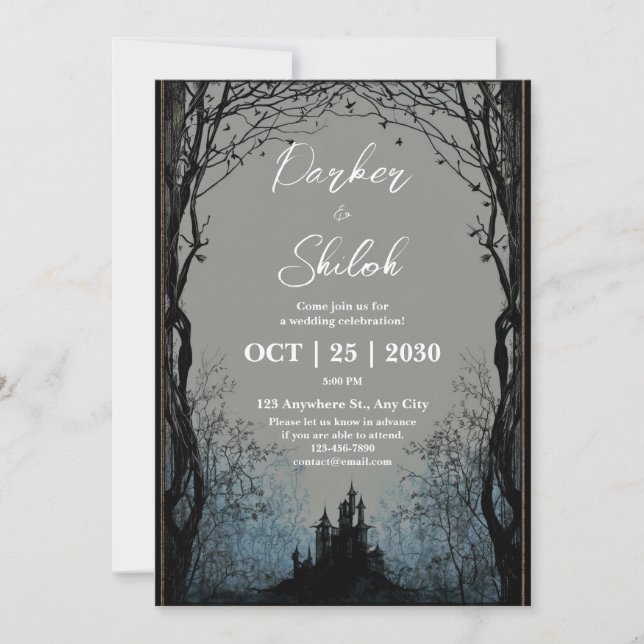 Dark Fairytale Forest Wedding Invitation (Front)