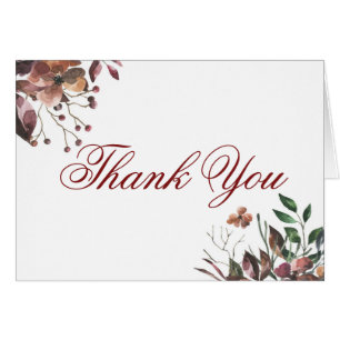 Dark Fall Floral Rustic Autumnal Thank You Card