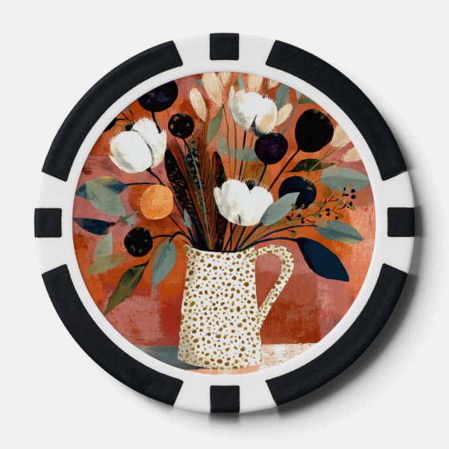 Dark Fall Sprigs Speckled Pitcher  Poker Chips (Front)
