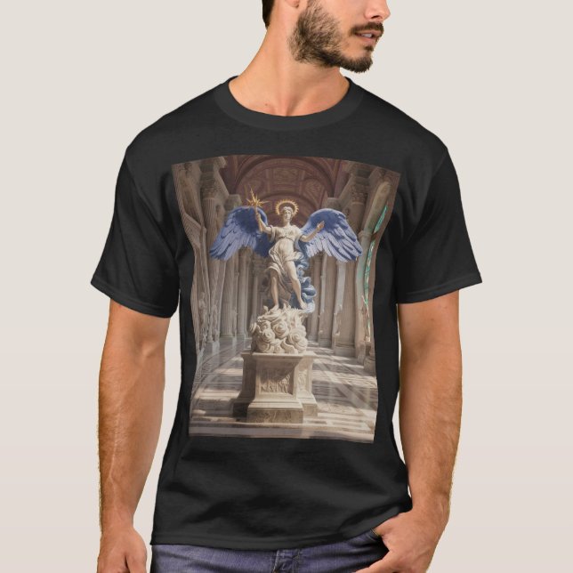 Dark Fallen Angel Statue\Gothic Cathedral T-Shir T-Shirt (Front)