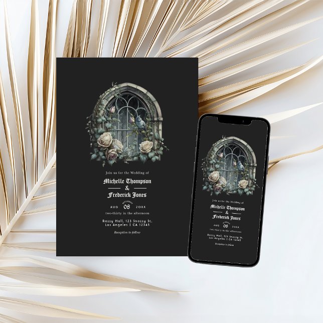 Dark Fantasy Castle Window Gothic Wedding QR Code Invitation (Dark Fantasy Castle Window Gothic Wedding QR Code Invitation)