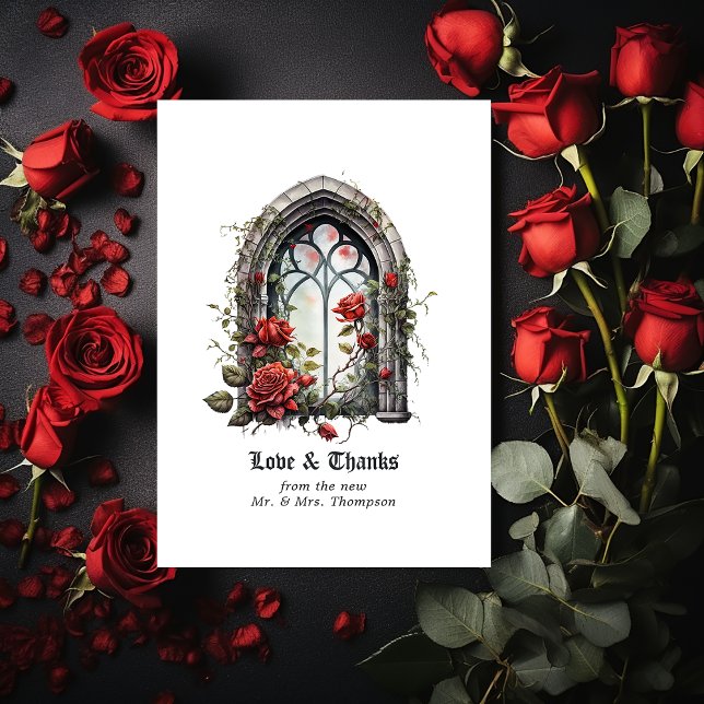 Dark Fantasy Castle Window Gothic Wedding Thank You Card (Creator Uploaded)