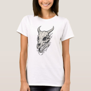 Dark Fantasy Dragon Skull Distressed Vintage Art T-Shirt