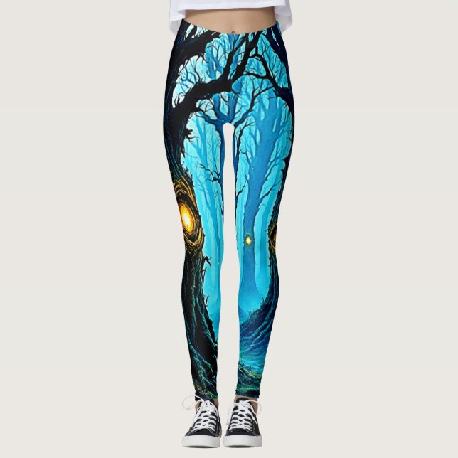 Dark Fantasy Eyeball Forest Design Leggings (Front)