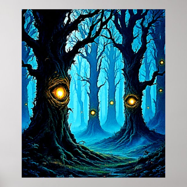 Dark Fantasy Eyeball Forest Design Poster (Front)