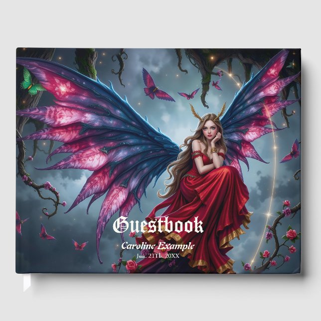 Dark Fantasy Fairy Queen with Butterfly Wings  Guest Book (Front)
