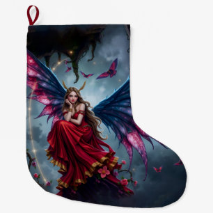 Dark Fantasy Fairy Queen with Butterfly Wings Large Christmas Stocking