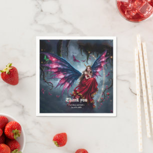 Dark Fantasy Fairy Queen with Butterfly Wings  Napkin