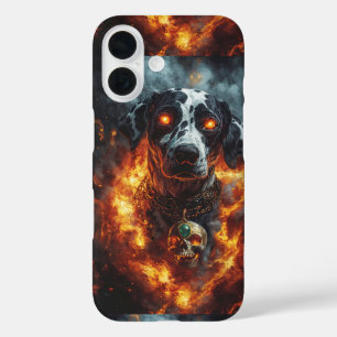 Dark fantasy fire dog with mystical jewellery iPhone 16 case