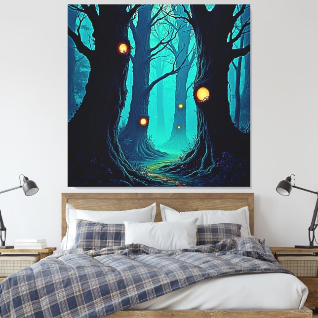 Dark Fantasy Forest Mystery Canvas Print (Insitu(Bedroom))