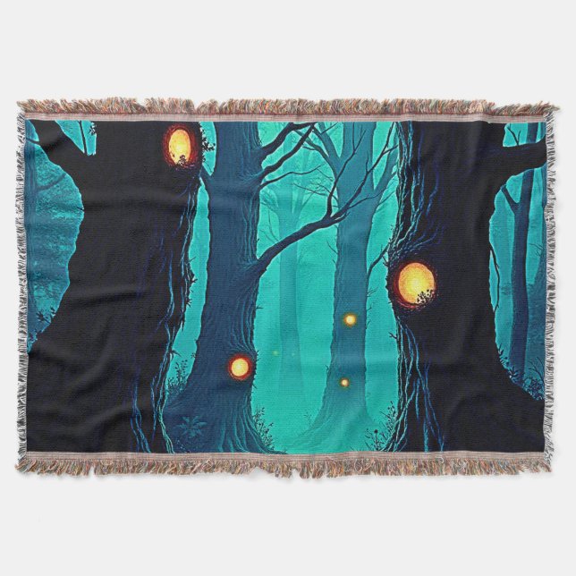 Dark Fantasy Forest Mystery Throw Blanket (Front)
