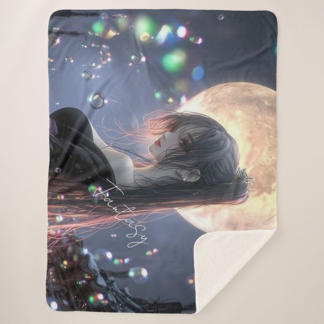 Dark fantasy girl / Aesthetic Sherpa Blanket (Front)