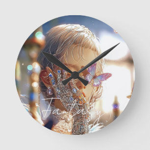 Dark Fantasy Girl -  Downtown Aesthetic Round Clock