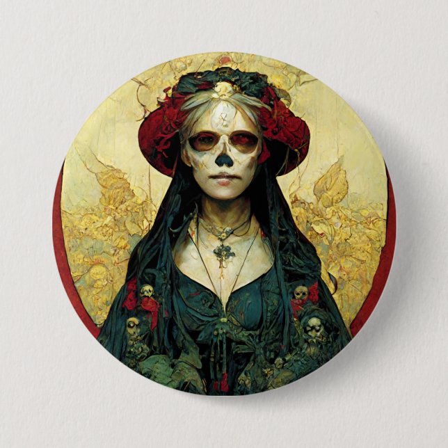 Dark Fantasy Gothic Skull Woman 7.5 Cm Round Badge (Front)