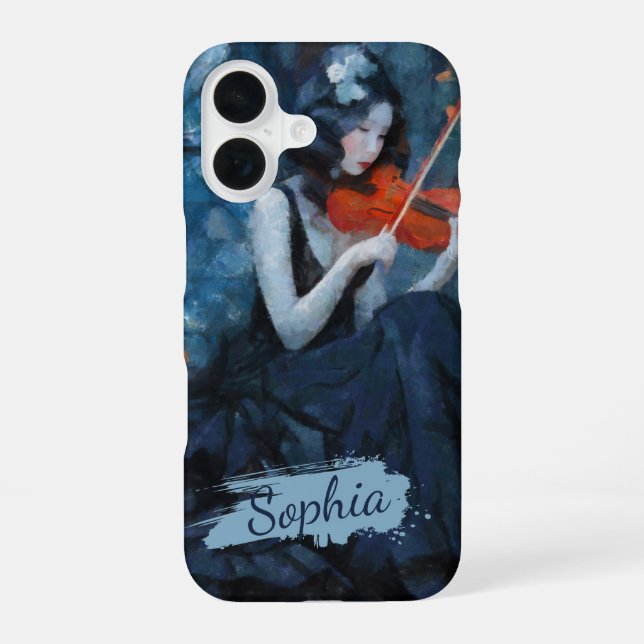 Dark Fantasy Gothic Violinist in Moonlit Garden iPhone 16 Case (Back)
