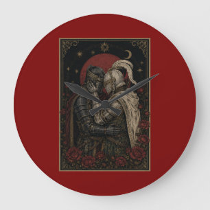 Dark Fantasy Knight Lovers Bedroom Wall Decor Large Clock